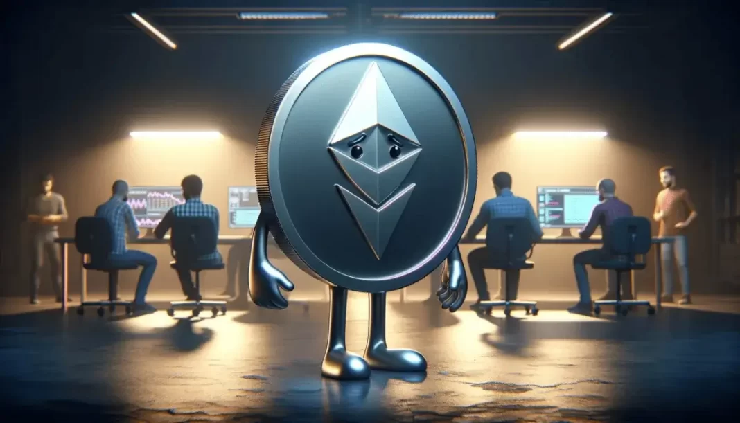 DALL·E-2024-01-17-17.15.24-A-futuristic-coin-character-representing-Ethereum-is-depicted-in-a-dimly-lit-room-displaying-a-sad-face.-This-expression-reflects-challenges-or-conce-1200x686 techturning.com