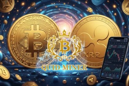User managing crypto assets on phone via Quid Miner cloud mining dashboard
