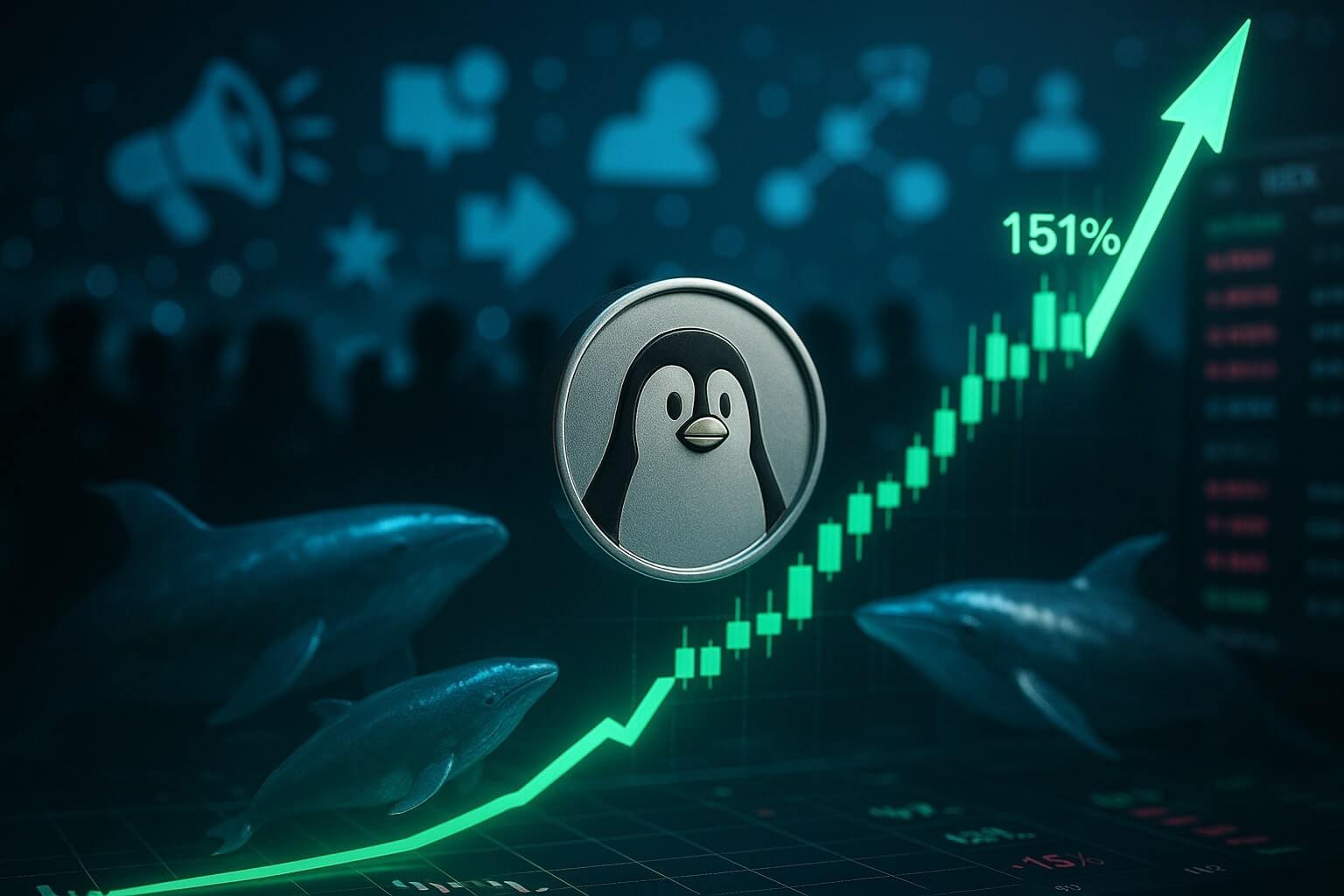 wp header logo 939 PENGU jumps 151% in July in a rally driven by viral marketing, whale accumulation